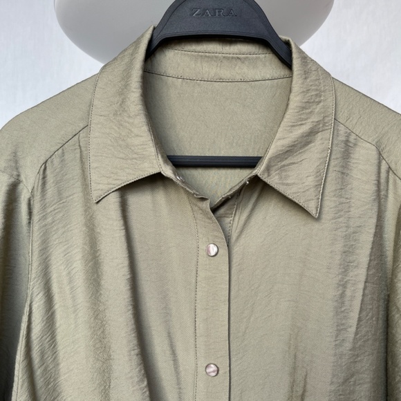 Zara Khaki Long Sleeve Dress - Picture 5 of 14